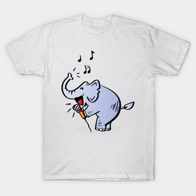 Elephant Singing T-Shirt by Handini _Atmodiwiryo